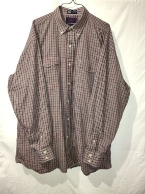Lucchese Gray and Red Windowpane Button-Down Shirt